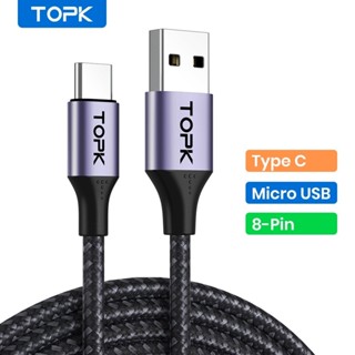 Cáp Sạc Nhanh topk an10 Cổng micro usb type c Bằng nylon Bện Cho samsung xiaomi oppotopk