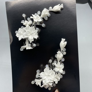 Cài tóc cô dâu dâu hoa đất sét nhật cao cấp pha lê mẫu mới mã giang299 T8-2024  Phụ kiện cưới Giang