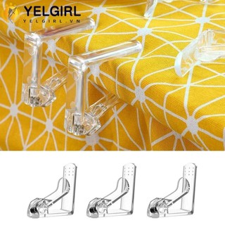 Kẹp khăn trải bàn YELGIRLA 4 chiếc, Đồ dùng đám cưới dự tiệc Giá đỡ khăn trải bàn chống trượt, Kẹp bọc bàn bằng nhựa trong suốt đa chức năng di động
