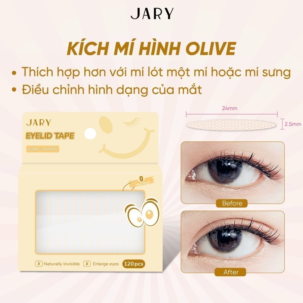 Miếng Dán Kích Mí Tàng Hình Tự Nhiên Jary Eyelid Tape Hàn Quốc 120 Miếng