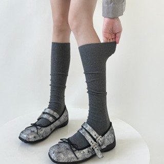 Tất JK Nhật Bản Chất Lượng Cao Cotton Đơn Giản Màu Trơn Dọc Tất Nữ Thu Đông Sản Phẩm Mới Ôm Hơn Nhìn Áp Lực Tia Cao Ôm Hơn Nhìn Đầu Gối @ -