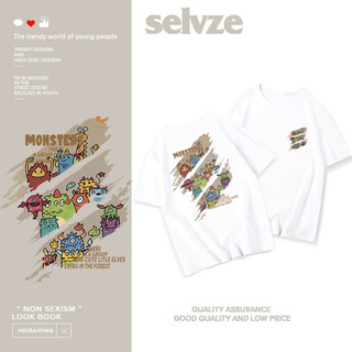 SELVZE  Áo thun Cotton ngắn tay cỡ lớn hoạt hình thường ngày in hình Unisex Top Size S-XL