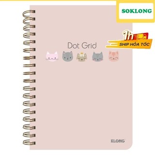 Sổ lò xo kép B5- 200 trang ruột chấm Dot Grid Bìa pastel KLong-MS962 SOKLONG