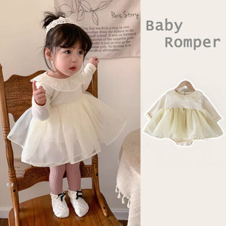  Ins Phong Cách Hàn Quốc Xuân Thu Mới Cho Bé Tay Dài Công Chúa Puffy Đầm Cotton Trơn Trẻ Sơ Sinh Bé Gái Áo Liền Quần 