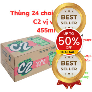 Thùng 24 chai hồng trà c2 vải 455ml / lốc 6 chai hồng trà c2 vải 455ml