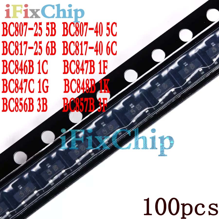 100 Chiếc BC807-25 BC807-40 BC817-25 BC817-40 BC846B BC847B BC847C BC884B BC856B BC857B SOT23 Thương
