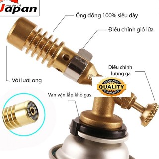  Khò gas mini Nhật Đồng Thau có vòng chỉnh oxy nhiệt độ đến 1350°C - Đèn khò bình gas mini chuyên nấu nướng,thợ cơ khí 
