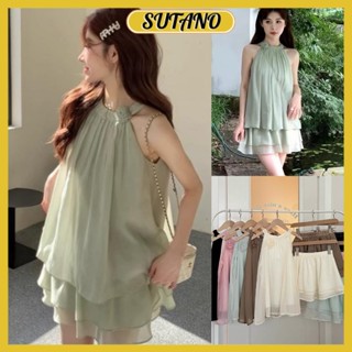 Set áo kiểu tiểu thư chất voan tơ kèm chân váy xoè bánh bèo nữ tính B378 SUTANO