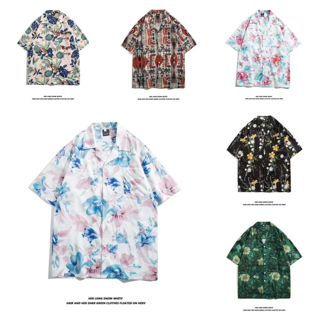 M-3XL Nam Retro Hoa Hawaii Áo Sơ Mi Nam Tay Ngắn M-3XL 100 Phong Cách