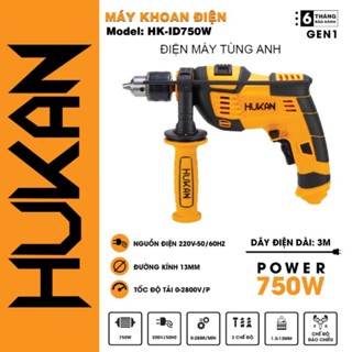 Máy Khoan Điện HUKAN HK-ID550 và HK-ID750 Có Đảo Chiều, điều chỉnh và thay đổi vận tốc 100% Lõi Đồng