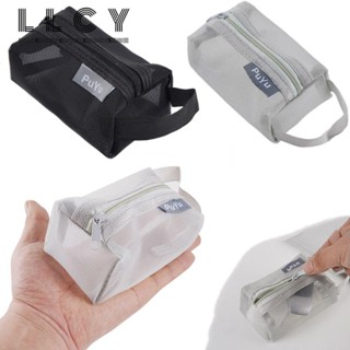 LLCY Ví đựng tiền xu có dây kéo Mini, Túi đựng đồ lưới vuông dung tích lớn, Túi đựng mỹ phẩm nhẹ thoáng khí thời trang