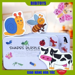 Đồ chơi bộ ghép hình hộp sắt 2 mảnh Shapes Puzzle thông minh cho bé từ 2 tuổi