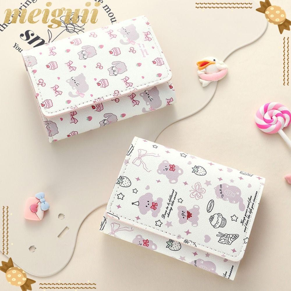 Ví Ngắn MEIGUII, Ví Đựng Tiền Xu Nơ Kitty, Quà Tặng Đựng Thẻ Da PU Hoạt Hình