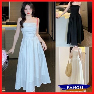 Đầm 2 dây Cúp ngực chất đũi gân dáng dài basic dễ thương váy maxi 2 dây xếp ly phong cách bánh bèo tiểu thư V264-PANOSI