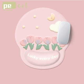 Thảm chuột hỗ trợ tay PEARLVN, Tấm lót chuột tựa cổ tay hoạt hình hoa Tulip, Cao su sáng tạo Bàn di chuột chơi game thoải mái không trượt phổ thông