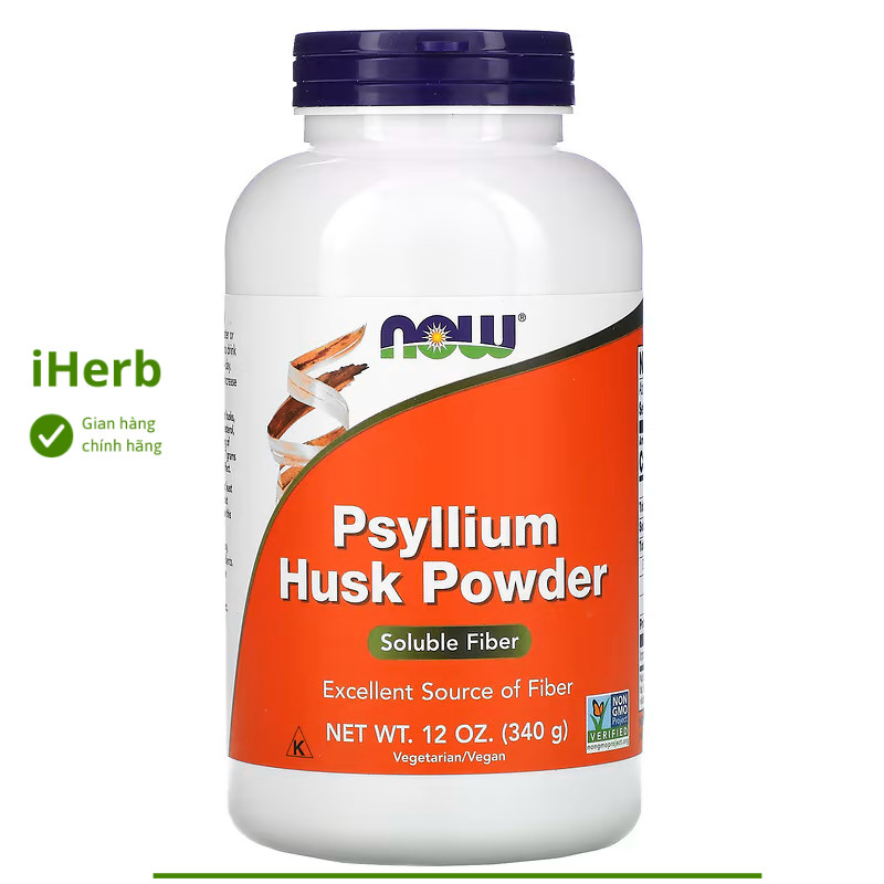 Bột trấu Psyllium Husk Powder hộp 340g của Now Foods - iHerb Việt Nam
