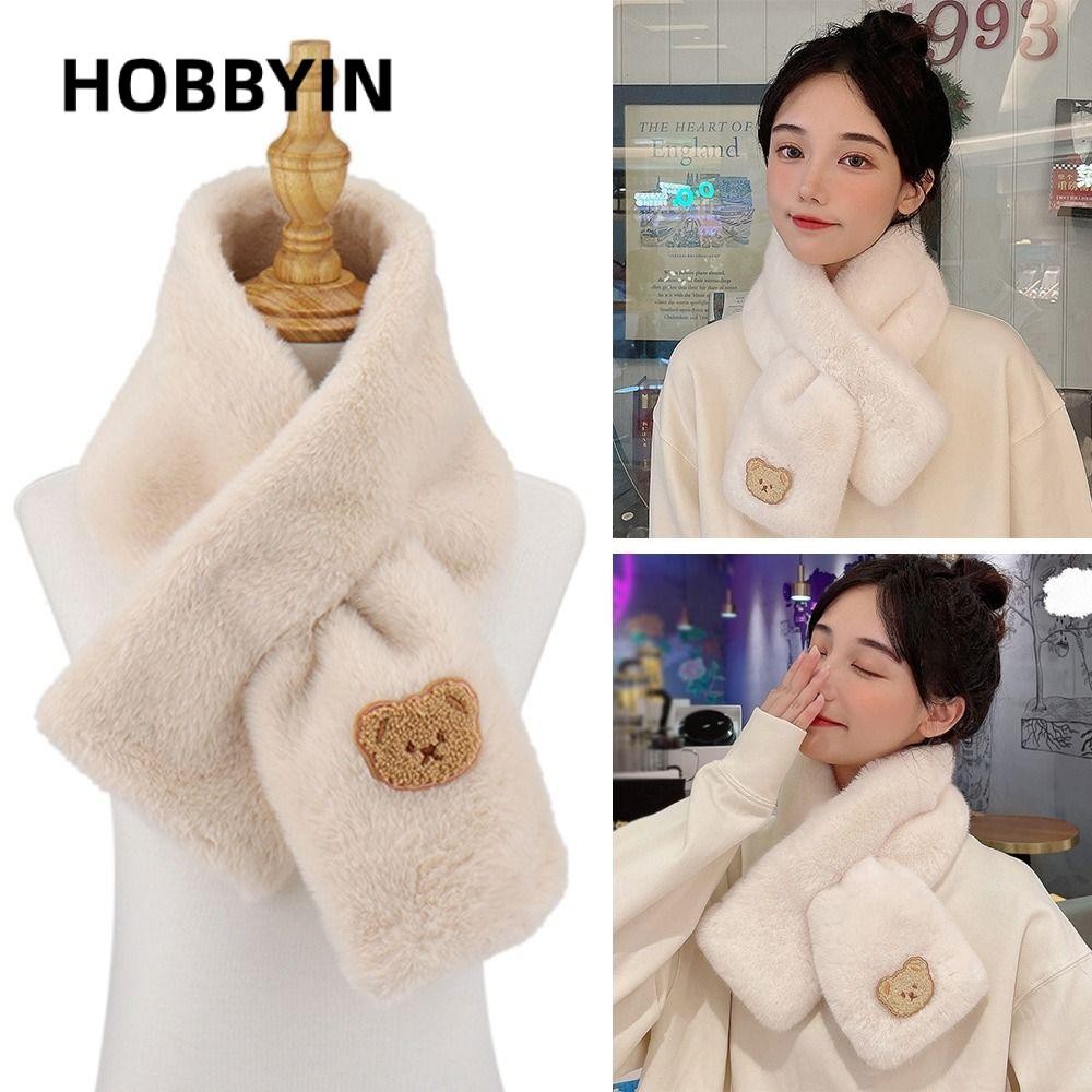 HOBBYIN Khăn Choàng Cổ Bằng Lông Thỏ Nhân Tạo Giữ Ấm Mùa Đông Dành Cho Nữ
