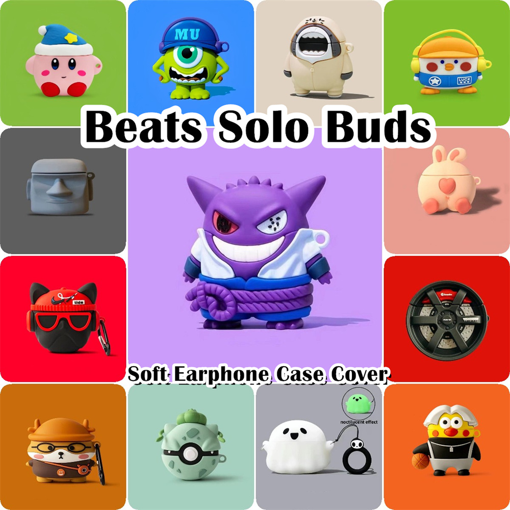 【Hot sale】Cho Beats Solo Buds ốp tai ng Case phim hoạt hình Buồn cười Vỏ Bảo Vệ Hộp Sạc Tai Nghe