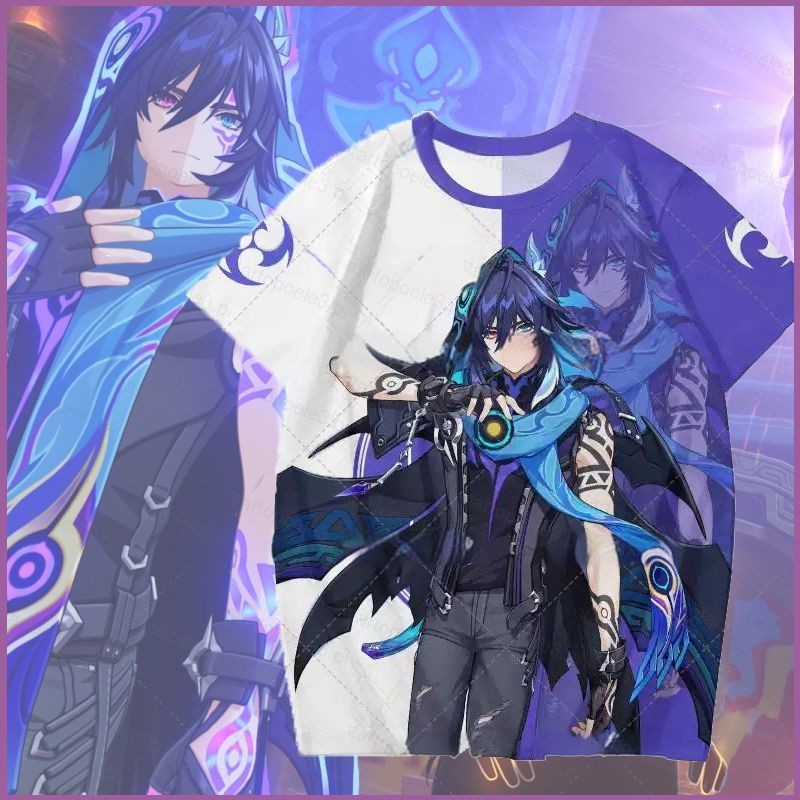 Ellen Genshin Impact Ororon Cosplay Vải Full Graphic Áo thun mùa hè dành cho trẻ em và người lớn Ani