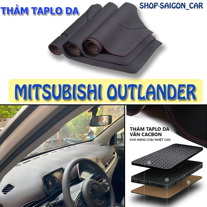 Thảm taplo da carbon xe Mitsu Outlander 2018 - 2025 mẫu không chữ