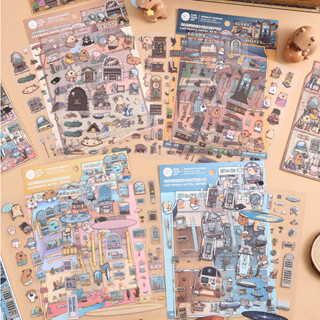  Idako  Dòng khách sạn Kapibala  Nhãn dán cảnh quan PET Sáng tạo 3D Sổ tay hoạt hình diy Cảnh quan SS408 