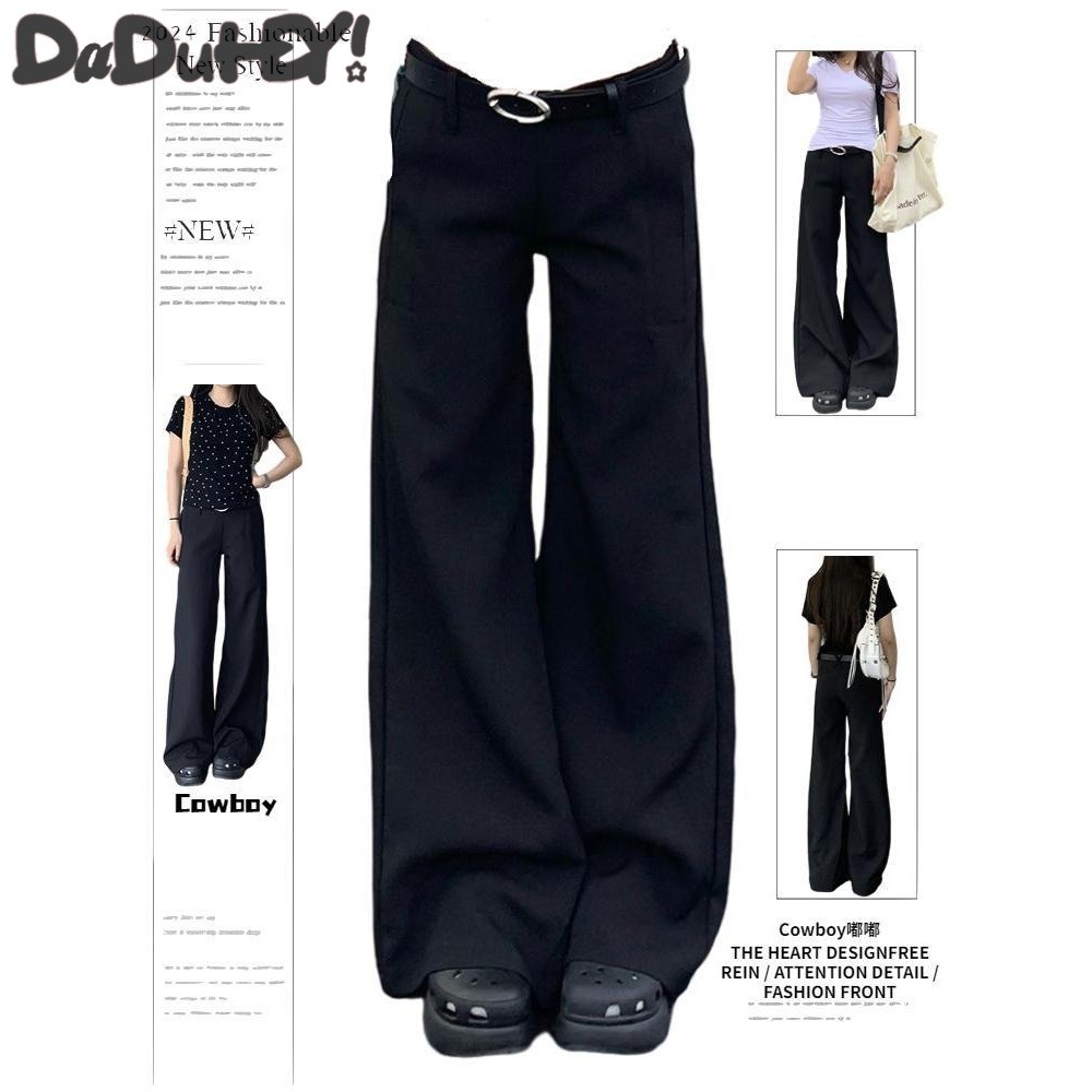DaDuHEY! Quần Bò Nữ Ống Rộng Cạp Trễ