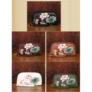 B090 Ví Nữ Da Thật Thêu Hoa – Thiết Kế Thanh Lịch, Dáng Dài Cầm Tay Sang Trọng Labag