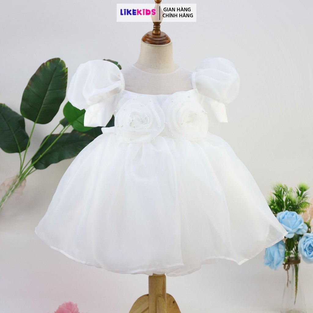 Đầm công chúa cho bé gái Voan bông hồng C87- Likekids