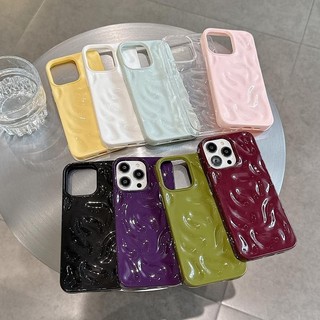  Ốp Điện Thoại Họa Tiết Thiên Thạch Màu Trơn Đơn Giản Cho iPhone 16 15 13 14 12 11 Pro Max Plus Nước gợn Sóng Nhăn Bóng Chống Sốc Silicon Mềm 