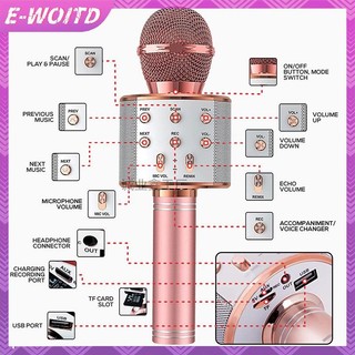 E-WOITD Karaoke Micro Không Dây Mic Cho Điện Thoại Di Động Làm Hát Condenser Mikrofon Blutooth Điện Thoại Thông Minh Micro DJ Âm Thanh HNVN