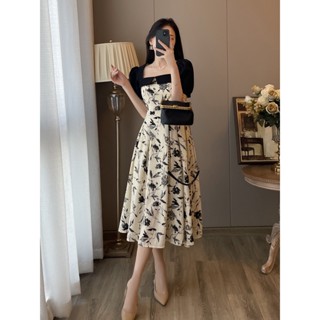  đầm hoa tiệc cổ vuông nữ sang chảnh dáng dài bigsize đầm ulzzang retro dạo phố nhẹ nhàng công sở trung niên cho 