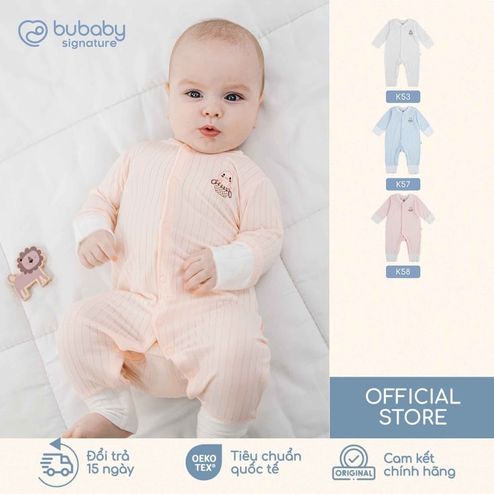 Bubaby (NB-3M) Body dài tay cài giữa Bao tay chân Lật Molist BMD210200 | Quần áo chính hãng
