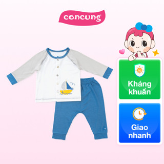 Bộ ss tính năng dài, vải modal Bst Thiên nga Animo BMC822078 (0-3M,Xanh)