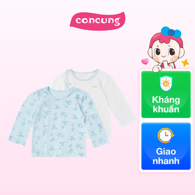 Cặp áo ss cài chéo tay dài Animo NB422049 (6-9M,xanh-trắng) - Giao mẫu ngẫu nhiên