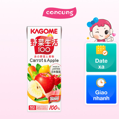 Nước ép rau củ quả, cà rốt và táo Kagome 200ml