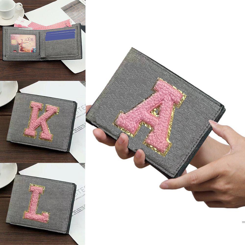 Coin Purses short wallet multi-card position card holder wallet ultra-thin and portable Pink embroid