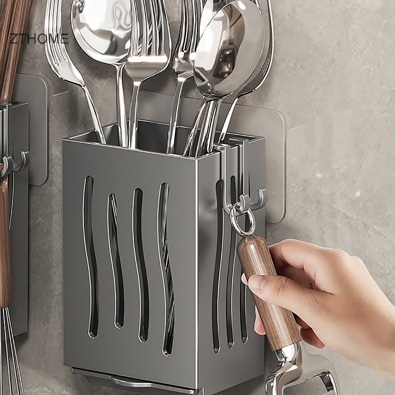 Zthome 1 Miếng Dụng Cụ Nhà Bếp Giá Đỡ Chop Thoát Nước, Hộp Bảo Quản Dao Kéo Treo Tường Hoặc Độc Lập, Nhựa HOT