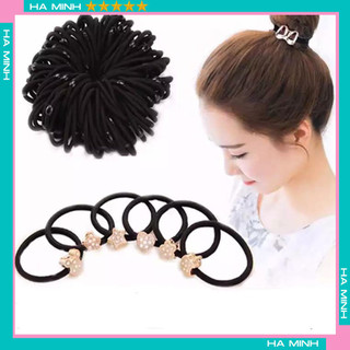 Set 10 chun buộc tóc đính hạt kim loại