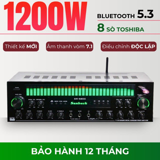  Amply Karaoke Bluetooth Sunbuck SR 5800 Công Suất Lớn 1000W 7 Kênh Có Thể Kết Nối Sub Điện Sub Hơi 