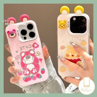 Dành Cho Samsung A15 A14 A05 A34 A05s A24 A12 A54 A35 A25 A13 A32 A50 A20 A10s A23 A03 A20s A52 A51 A04s A50s A03s A53 A31 A11 A21s Cặp Đôi Tai Búp Bê 3D Dễ Thương Gấu Dâu Winnie