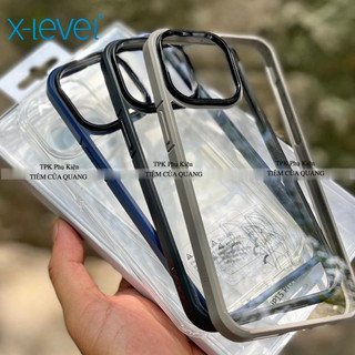 Ốp lưng kính trong suốt X Level PREMIUM VER 2 -  viền chống sốc cho iPhone 16 Pro Max 15 14 Plus , 11 ,12 , 13 Pro Max