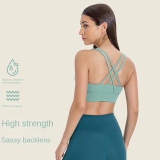 Mới Chữ Thập Đẹp Lưng Yoga Áo Ngực Hai Mặt Chải Khỏa Thân Cảm Giác Cường Lực Cao Chống Sốc Top Hỗ Trợ Đồ Lót Thể Thao DW002
