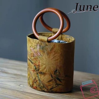 Túi xô cổ điển JUNE, Túi xách vòng tròn phong cách dân tộc Dacron Silk, Túi xách đa năng mềm mại của Trung Quốc