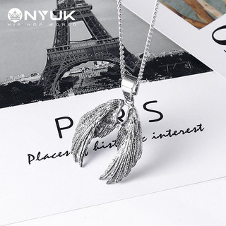 NYUK Sản phẩm thời trang Vòng cổ đôi cánh thiên thần Quỷ Trang sức quà tặng sinh nhật cặp đôi sinh viên Hip Hop Nam nữ sành điệu G5GE