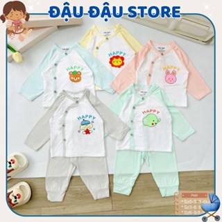 Combo 5 bộ dài tay vải thun lạnh PEPTIT cho bé sơ sinh HH in hoạ tiết chất mềm mịn thoáng mát DL013 Đậu Đậu Store
