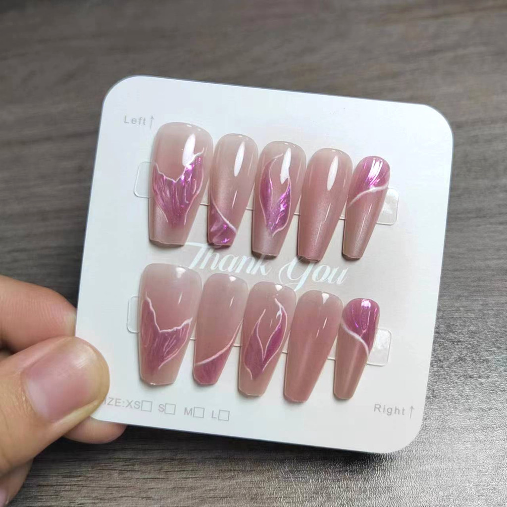 10 Chiếc Mắt Mèo Handmade Bấm Móng Tay Móng Tay Giả Có Keo Dán M249