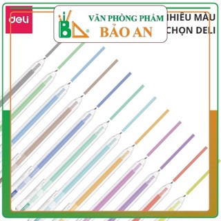 Combo 5 Bút bi nước mực gel bấm nhiều màu 0.5mm Delight Deli G118 / Ruột thay thế S206 -màu sắc tươi sáng