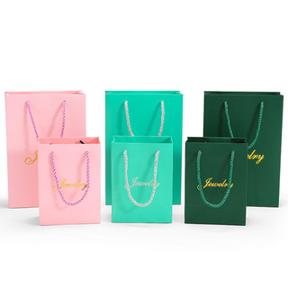 1 Máy Tính Trang Sức Giấy Túi Quà Tặng Có Tay Cầm Quà Tặng Túi Giấy Nhẫn Bông Tai Đóng Gói Túi Cho Tiệc Cưới Thủ Công Bao Bì Bán Lẻ
