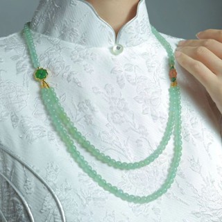  Ngọc Bích lụa vàng tự nhiên dây chuyền áo len Mặt Dây chuyền vòng cổ trang sức tự làm nhiều màu sắc. 