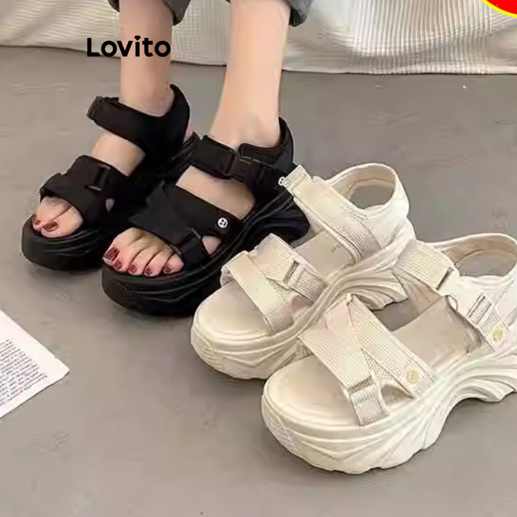 Lovito Dép đế bệt trơn đơn giản dành cho nữ LFA45127